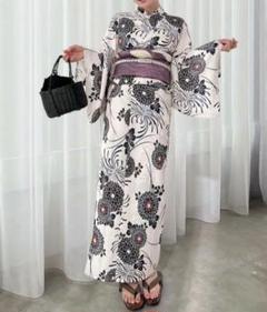 ◇ノー皺加工最高級カルキュロ◇古都薫る古典黒菊の浴衣◇しわに