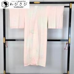 美品 正絹 着物 袖無双“品よく唐花が駆けめぐるビスケット色☆”長襦袢 H-75 七五三 着物 7歳 正絹 フルセット 購入 20点フルセット 赤地熨斗