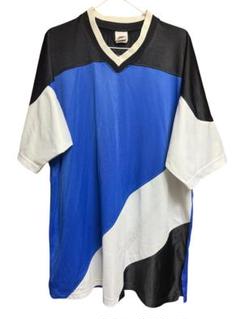 90s NIKE Vネック 青/黒/白 USA製 銀タグ ゲームシャツ メッシュ