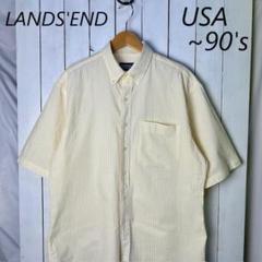 USA古着 ～90s ランズエンド シアサッカー ストライプBDシャツ L～XL