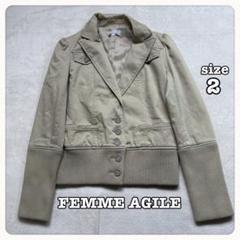 FEMME AGILE ファムアジル　テーラー襟ショートジャケットロングリブ袖