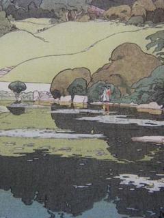 安い 吉田博、植物園の睡蓮、希少な額装用画集より、新品高級額装付 絵画