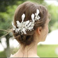 ★新品シルバー ヘッドドレス ウェディングブライダルヘッドヘアアクセサリー結婚式