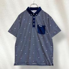FILA フィラ メンズ チェック柄 ポロシャツ M 半袖 ネイビー 2484