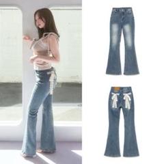ANDMARY】Ribbon hip denim