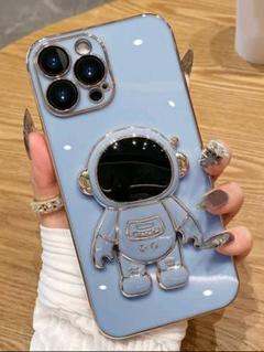 新品 iPhone 13 ケース 宇宙飛行士 スマホケース 立てかけ可能 青