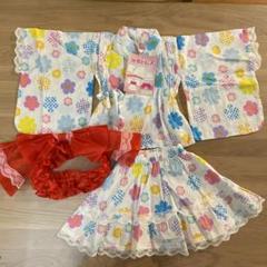 浴衣ドレスセット 花柄 赤いリボン付き
