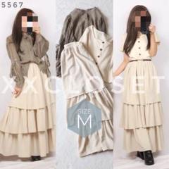 着画 コーデ売り★5567【トップス2着×フレアスカート】フリルシャツシアー春夏