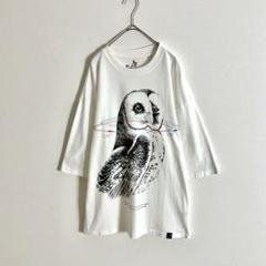 ゴースローキャラバン　半袖Tシャツ　ホワイト　白　イラスト　フクロウ　プリント