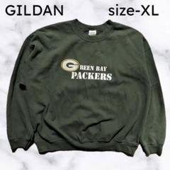 ギルダンGILDAN90sパッカーズPackersスウェットオリーブXLサイズ