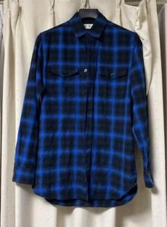 【着用数回】サンローランパリ 青 ブルー チェックシャツ サンローラン パリ SAINT LAURENT PARIS 2015年製 シャツ