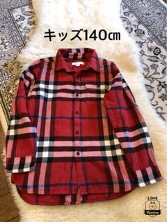 美品本物バーバリーBurberry上質コットンチェック柄長袖シャツ☆キッズ140