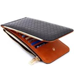 【新品】長財布 レザー 二つ折財布 カードケース 編み込み式 メンズ カード入れ