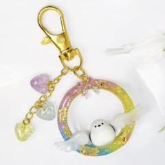 シマエナガのフラワーリースキーホルダー