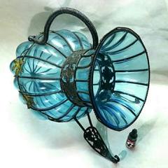 ★大きなベネチアン アイアン 手吹き ガラス 花器 アンティーク プランター ☆大きなベネチアン アイアン 手吹き ガラス 花器 アンティーク