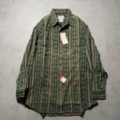 【新品】　柄シャツ　インドコットン　手染め　M ダブルポケット　ジャガード　緑