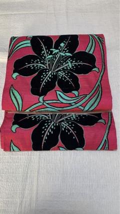 アンティーク帯】西陣老舗機元「藤沢機業謹製」 薄緑色 織刺繍
