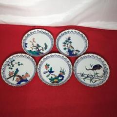 九谷焼 銘々皿 花鳥絵違い5枚