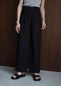 美品 CLANE RIB STRIPE TUCK PANTS ブラック サイズ0