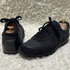 PRADA プラダ　三角　スニーカー スエード　ナイロン　レザー　黒 ブラック org.jpg