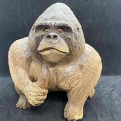 【匿名発送】木工品　彫刻　木彫　置物　ゴリラ　一点物　アンティーク　木彫り 匿名発送】木工品 彫刻 木彫 置物 ゴリラ 一点物 アンティーク