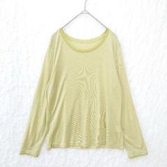 薄手 長袖 Tシャツ シルク シンプル 着回し ラウンドネック 透け感