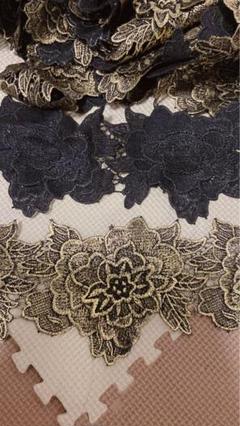 6.5m 刺繍 モチーフ ブレード ゴールド 金 花②