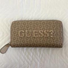 GUESS ラウンドファスナー長財布 新品未使用 未使用】GUESS 長財布 ラウンドファスナー ブラック ロゴ 総柄