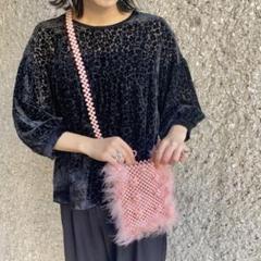 heki ファー付きビーズバッグ