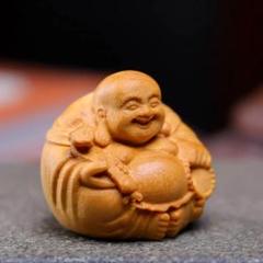 布袋様木彫り彫刻【黄金楠木彫】 布袋様木彫り彫刻【黄金楠木彫】