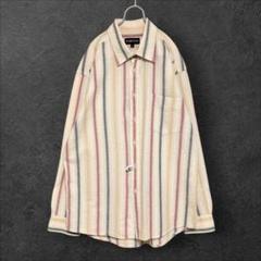 ROBINSON シアサッカー マルチストライプ シャツ メンズL 個性派 春夏