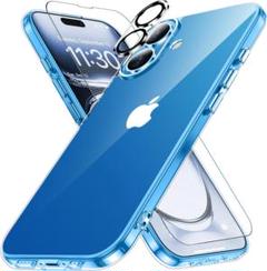 iPhone16 ケース クリア 耐衝撃 ガラスフィルムとカメラフィルム付き