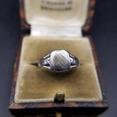 希少　ヴィンテージ　シルバー　925 インレイ　シグネット　リング　ユーロ silver925〉step signet ring “Middle”2〜25号 /シグネット