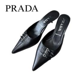 ⭐️未使用⭐️ PRADA プラダ　リボン　エナメルパンプス　ブラック PRADA プラダ パンプス リボン ロゴ エナメル 黒 25cm - メルカリ