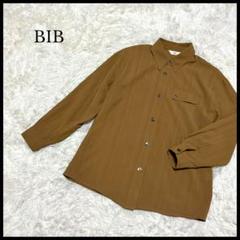 【BIB】レギュラーカラーシャツ ブラウン ゆるダボ ストライプ 肩パット有り
