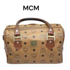 良品✨エムシーエム　2way ミニ　ボストンバッグ　ヴィセトス柄　レザー　茶 MCM エムシーエム ヴィセトス ミニボストンバッグ 2WAYバッグ