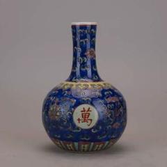 景徳鎮陶磁パステルカラー万寿無疆四方花瓶 陶磁器 装飾品 現代工芸品美術品 置物 清乾隆粉彩万寿無疆胆瓶 景徳鎮 陶磁器 装飾品 現代工芸品 美術