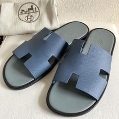 【美品】HERMES エルメス　イズミール　サンダル　ネイビー　紺　レザー　42 エルメス イズミール サンダル レザー ネイビー #42.5 HERMES