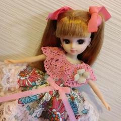 【専用】リカちゃん  赤いコーデ  昭和レトロ  ワンピース  靴とバッグ付き 花布糸 様 制作 フェルト製【 レッドワンピースドレス と