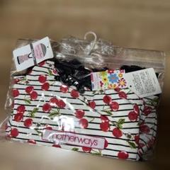 新品未開封motherways ワンピース水着 110cmストライプさくらんぼ