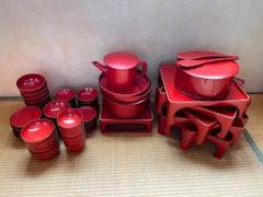 蔵出し 朱塗りのお膳6セットとその他　大量まとめセット！　レトロ品　漆器食器 蔵出し 朱塗りのお膳6セットとその他 大量まとめセット！ レトロ