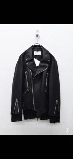 BLACK MEANS  Pussy レイヤードライダースジャケット ROYAL PUSSY ロイヤルプッシー「STRETCH SHORT RIDERS JACKET