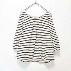 アースミュージックアンドエコロジー ボーダーTシャツ 七分袖 M リボン 紺色