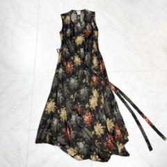 DRIES VAN NOTEN アブストラクト シルク サテン ワンピース 38 DRIES VAN NOTEN アブストラクト シルク サテン ワンピース 38