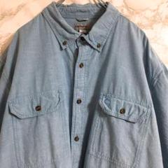カーハート　ワンポイント刺繍　裾ロゴワークシャツ　ライトブルー　２ＸＬ☆