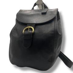 希少✨4134 オールドコーチ リュック レザー 黒 金具 A4可 チャーム付き 美品】COACH オールドコーチ レザー リュックサック 4134