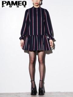 PAMEO POSE PAJAMA STRIPE DRES長袖ワンピース