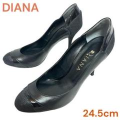 DIANA ダイアナ　パンプス　ブラック　グリッター　レザー　24.5cm