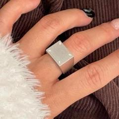 オープンリング スクエア シルバー レディース マット ユニセックス