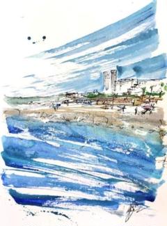 原画#3689　スペイン広場　ローマ　絵画　水彩画　ドローイング　アート 風景画 原画#3689 スペイン広場 ローマ 絵画 水彩画 ドローイング
